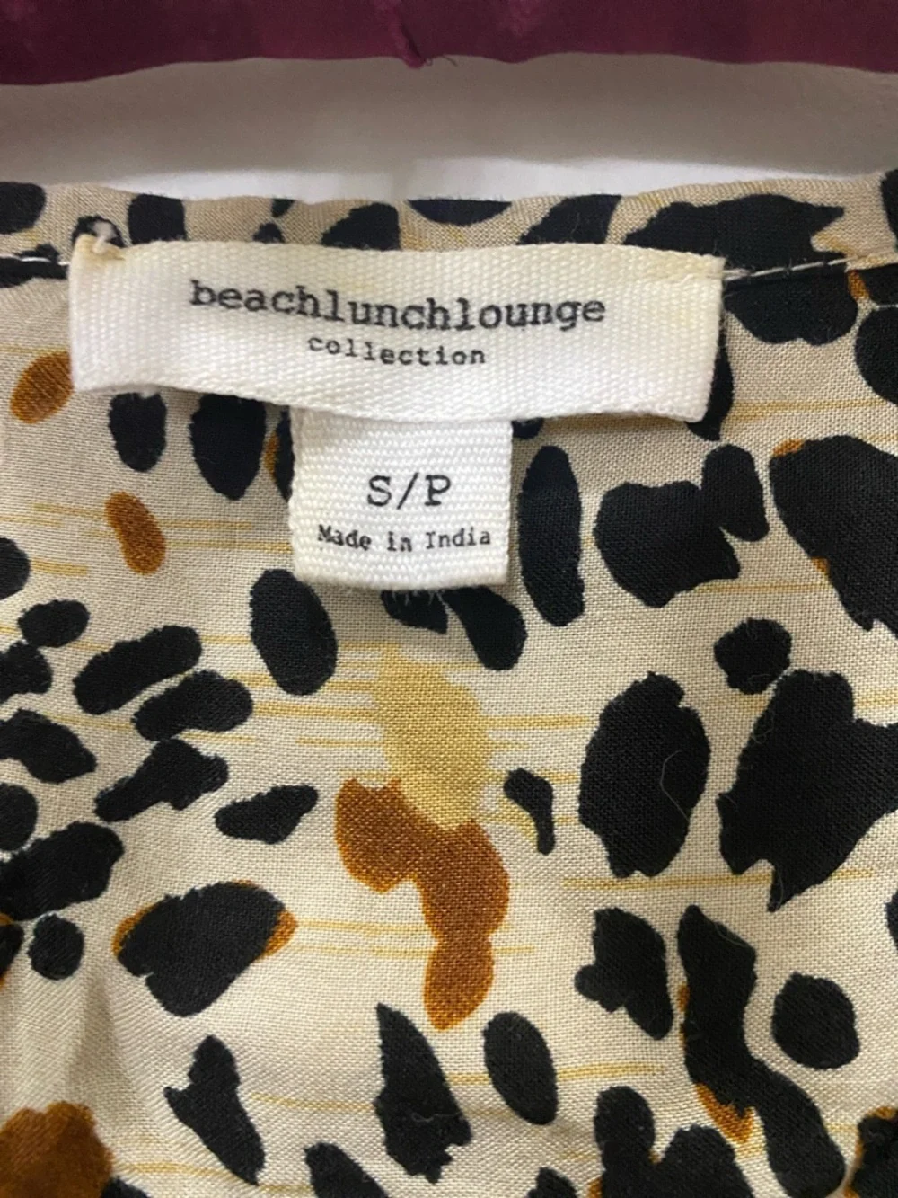 beachlunchlounge Cream Animal Print Smocked Button-Down Blouse - Picture 2 of 4